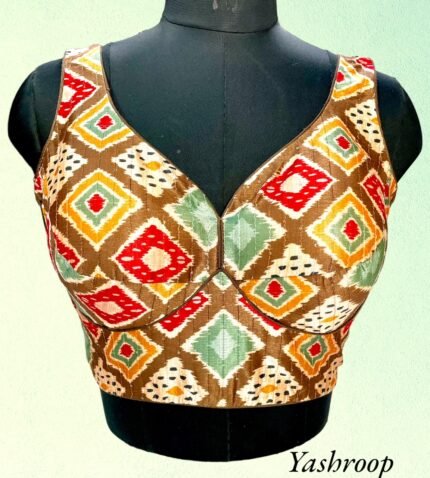 Multicolor Tusser Silk Blouse (Check Pattern)