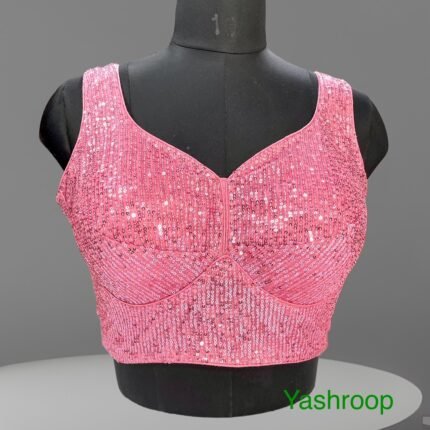 Premium Sequin Hot Pink Sabyasachi Blouse