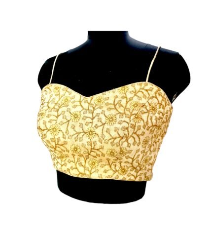 Designer Golden Embroidered Blouse/Spaghetti