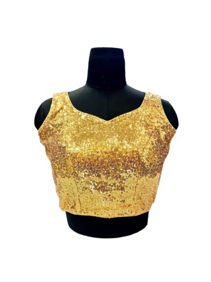 Heavy Designer Gold Sequins Handmade Saree Blouse