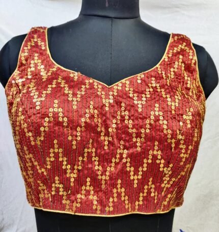 Handmade Zari Patterned Partywear Blouse with Sequins